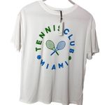 Green Envelope Women's Short Sleeve White Tennis Club Miami Graphic T Photo 1