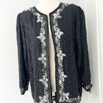 New Vintage Style & Design Med Silk Black and White Floral Beaded Formal Jacket Photo 0