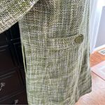 Dialogue  Olive Houndstooth Tweed Trench Coat Size 10 Photo 7