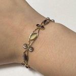 Women’s Dainty Gold Tone Purple Rhinestone Tennis Bracelet 7 3/4 Inch Silver Photo 0