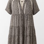 Karlie Womens Dress Size L Gray Leopard Print Tiered Mini Boho Chic Indie Sleaze Photo 0