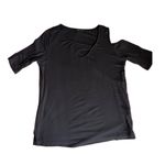 Goldray neckline cut out rib knit top BLACK SIZE 2X Photo 1