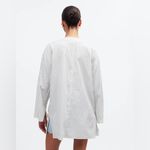 Madewell Tie Neck White Black Pin Stripe Tunic Top Oversized Size M Photo 3