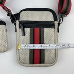 Haute Shore Casey Crossbody Bag Beige Neoprene Red Green Black Accents Roma LOT Tan Photo 2
