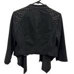 BCBGMAXAZRIA  Black Faux Suede Asymmetrical Cropped Eyelet Studded Zip Jacket S Photo 7
