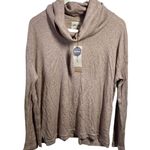 White Crow  Top Women M Heather Latte Tan NWT Cowl Neck Ribbed Knit Casual Cozy Photo 0