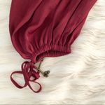 Free People Red Burgendy Wine Flowy Boho Silky Long Sleeve Boho Bodysuit Photo 11