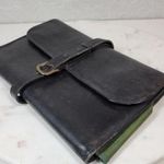 Vintage Daines Hathaway Wet Pack 10" Black Leather Green Interior Pockets Buckle Photo 0