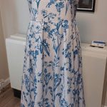 Beautiful White/Blue Floral Maxi Dress Blue Size L Photo 0