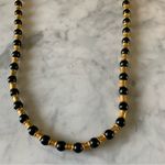 VTG Liz Claiborne Gold And Black Beaded Necklace 30” Greco Roman Style Photo 3