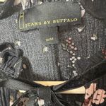 i jeans by Buffalo Blouse Womens Medium Black Floral Top Cold Shoulder Ruffled Photo 2