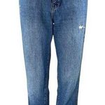 ZARA  Women's Blue Distressed High Waisted Straight Cropped Denim Jeans Size S Photo 0