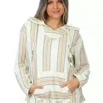 Southern Spirit Striped Beach Vacation Comfy Hoodie Poncho Sweatshirt Size S White Photo 9