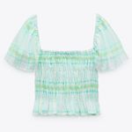 ZARA NWT  ELASTIC TRIM STRIPED LIGHTWEIGHT SQUARE NECK TOP Photo 2