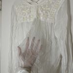 Free People  white ivory beaded embroidery sheer long sleeve peasant top Small Photo 2
