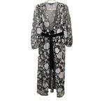Julia Jordan Womens Gray Floral Embroidery Long Jacket Photo 2