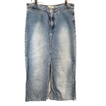 Gap Vintage Y2K Long Rivet Jean Skirt 10 Blue Light Wash Denim Boho Western Photo 2