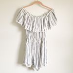 Lulus Lulu’s See ya there striped Off The Shoulder Romper Photo 3