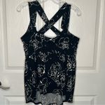 Torrid  1 Black White Rose Print Tank Top Criss Cross Straps Babydoll Photo 6