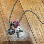 Brighton Retired Open Heart Charms Pendant Silver Snake π Chain Necklace w/ ladybug π & A letter Initial enamel Vintage Photo 6