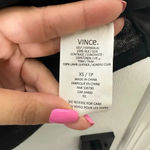 Vince  Size XS Linen Silk Cap Sleeve Top Lamb Leather Trim Relaxed Fit‎ Photo 4