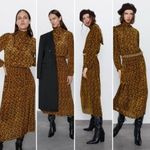 ZARA  Mock Neck Printed Maxi Dress Balloon Sleeve Smocked Waist Size XS preppy Photo 1