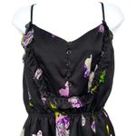 Gap  Satin Floral Print Ruffle Button Tank Top Blouse Shirt Large Photo 3