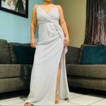 Lulus New Women Party Prom Grey Metallic Faux Photo 4