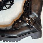 A New Day Black Buckle Combat Military Moto Boots SZ 10 Chunky Lug Sole Ankle Photo 2