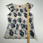 Ann Taylor Floral Print Top Pleated Cap Sleeve Blouse XS Photo 3