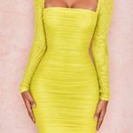 House Of CB  Yellow Sexy Valentina Ruched Sheer Mini Dress Photo 0