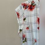 Sweet Rain Women’s White Pink Floral Checker Print Short Sleeve Mini Dress Small Photo 6