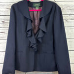 Women's Lauren Ralph Lauren Black Ruffle Blazer Plus Size 14 Photo 0