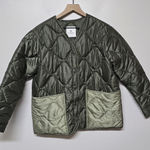 ANINE BING Womens Andy Quilted Bomber Jacket Military Green Sz S Photo 0