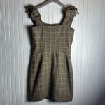 Sorry, Too Much Love Plaid Dress with Buttons and Bow Strap Brown Photo 2