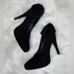 Vera Wang black suede bow accent pumps heels stilettos platform size 9M 4.25” Photo 10