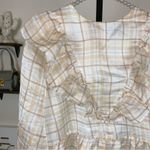 NWT En Saison Plaid Organza Mini Dress in Natural Checker Size Small Yellow Photo 2