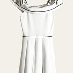 Parker  Dorothy White Knit Cold Tie Shoulder A-Line Stitched Mini Dress Size S Photo 1