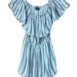 Lulus Lulu’s Blue and White Lined Romper Size Small Photo 0
