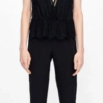 ZARA Jumpsuit Lace Peplum Combined Sleeveless Black Size Small Photo 0