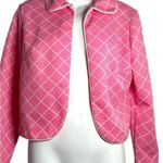 Vintage 1970s Geometric Bubblegum Hot Pink Crop Jacket Medium Photo 3