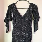 Dalia Macphee Sequin Asymmetrical Ruffle Mini Dress M Witchy Vampire Halloween Black Size M Photo 12