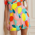 STAUD  Mini Dress in Citrus Kaleidoscope NWT Photo 0