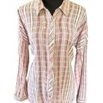 O'Neill O’Neill Striped Long Sleeve Button-Up Shirt – Size M, Textured Red Cream Photo 0