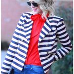 CAbi Size 10 Double Breasted Jacket Spring Collection Cruise Nautical Striped Photo 0