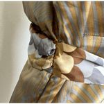 Alice & Trixie  SILK Blouse top LARGE geometric Tie Back tan Beige Womens Photo 7