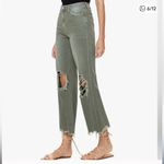 Verve Wide Leg Distressed Cropped Denim Olive Jeans 100% Cotton Size 29 Green Photo 8