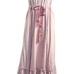 Free People Roucha Denim Maxi Dress Pink Pale Mauve Retro 70s Dainty Small Photo 3