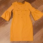 INA Pearl beaded bell sleeve midi dress mustard size M Photo 4