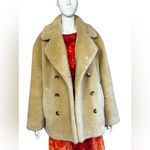 Sandro  Faux Fur Double Breasted Coat Natural Size 36 Photo 2